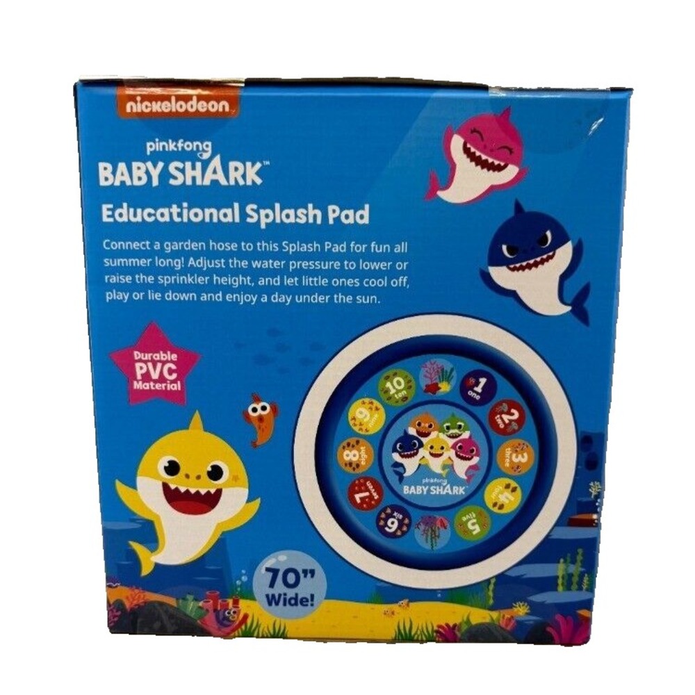 Nickelodean Pinkfong Baby Shark 70" Educational Splash Pad Water Play Mat NIB - Picture 2 of 2